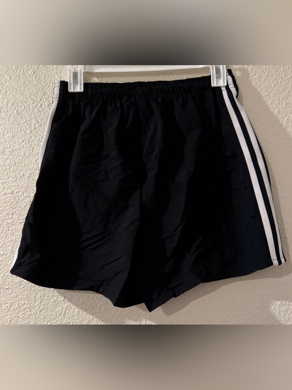 adidas Black Shorts with White Side Stripes and Trefoil Logo - Picture 2 of 2